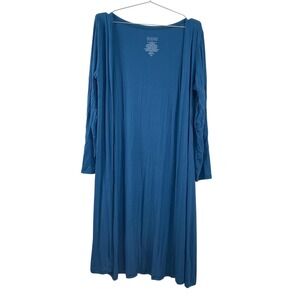 Kickee Robe Womens 2XL Blue Viscose Bamboo Long Sleeve Soft Peacock Lounge NWT